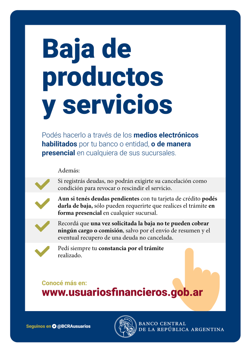 Baja de productos y servicios